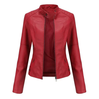 Faux Leather Moto Jacket Women