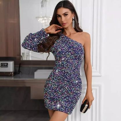 Sequin Long Sleeve Party Dress