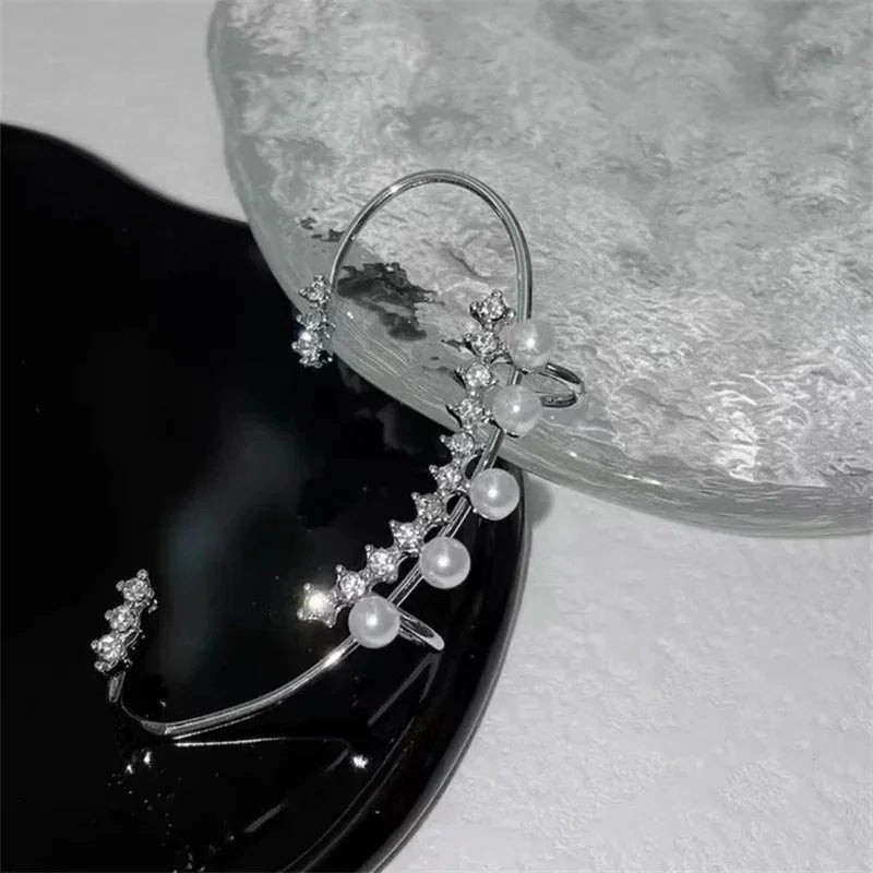 Silver Color Pearl Ear Cuff