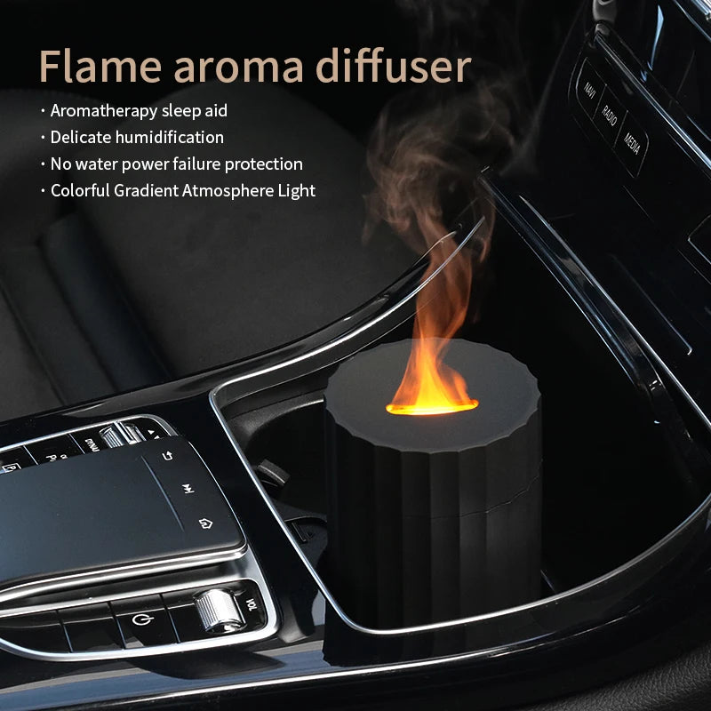 Simulated Flame Aromatherapy Diffuser – USB Ultrasonic LED Humidifier