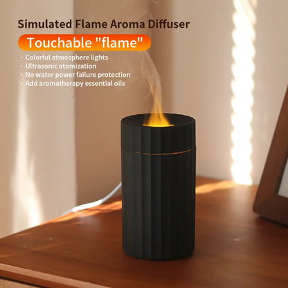 Simulated Flame Aromatherapy Diffuser – USB Ultrasonic LED Humidifier