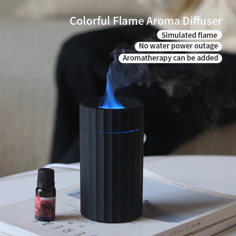 Simulated Flame Aromatherapy Diffuser – USB Ultrasonic LED Humidifier