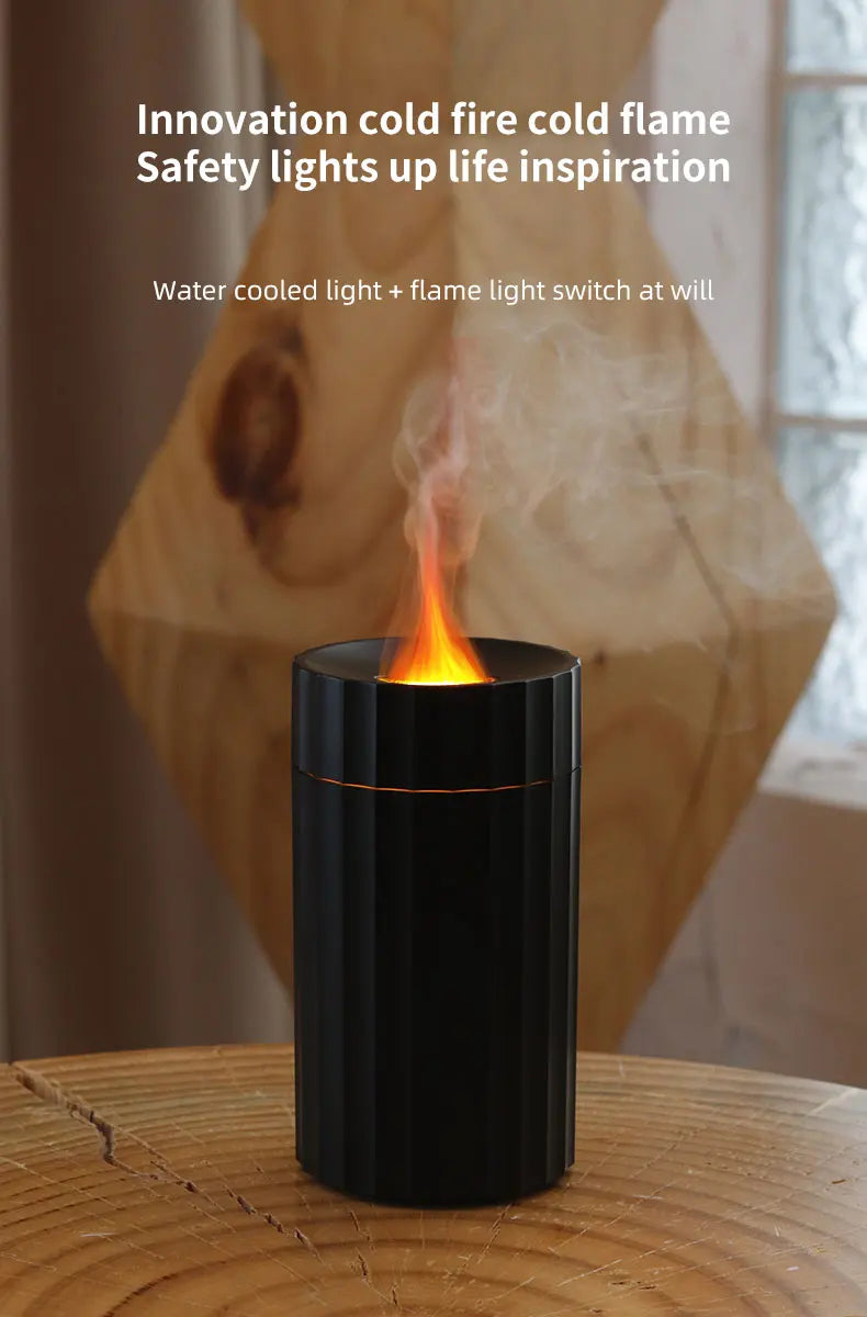 Simulated Flame Aromatherapy Diffuser – USB Ultrasonic LED Humidifier