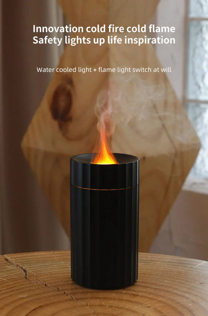 Simulated Flame Aromatherapy Diffuser – USB Ultrasonic LED Humidifier