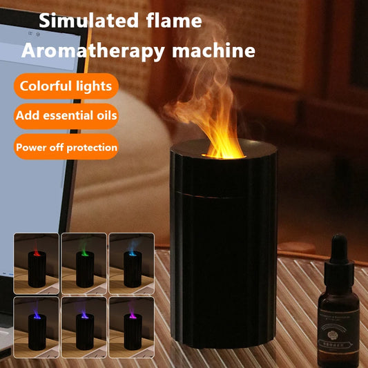 Simulated Flame Aromatherapy Diffuser – USB Ultrasonic LED Humidifier