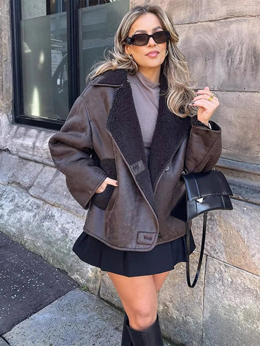 Stylish Warm Fur Wool Coat