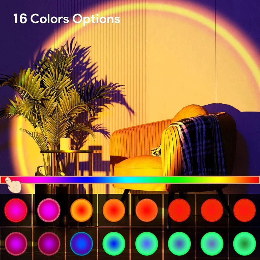 Sunset Projection LED Lamp – 16-Color Ambient Light with Remote
