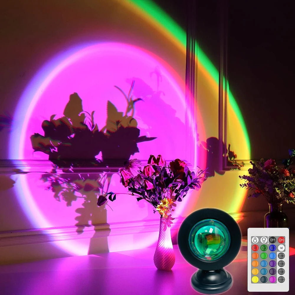 Sunset Projection LED Lamp – 16-Color Ambient Light with Remote