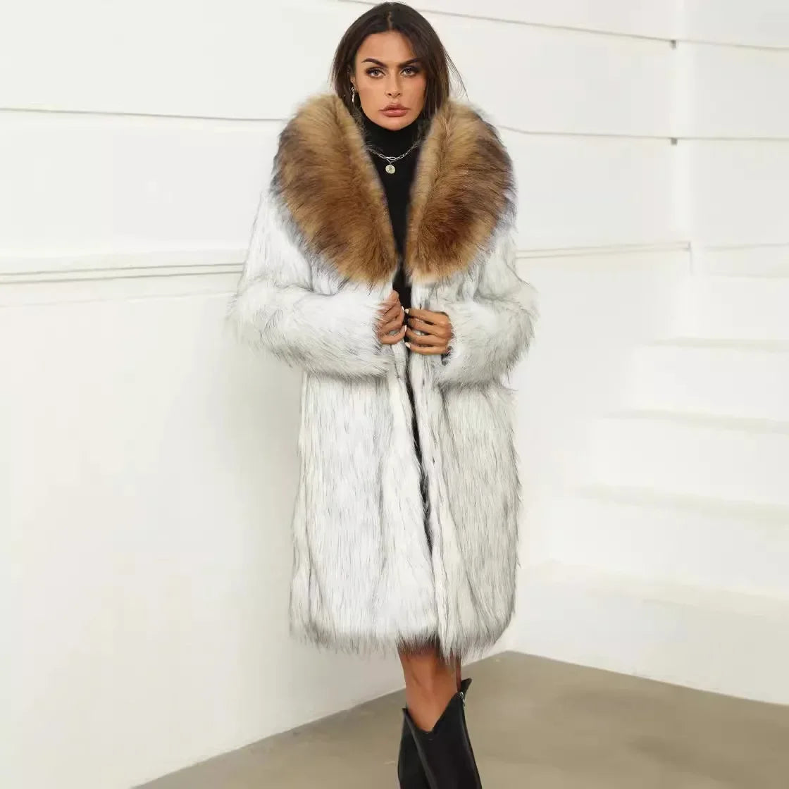 Thick Faux Fox Fur Coat