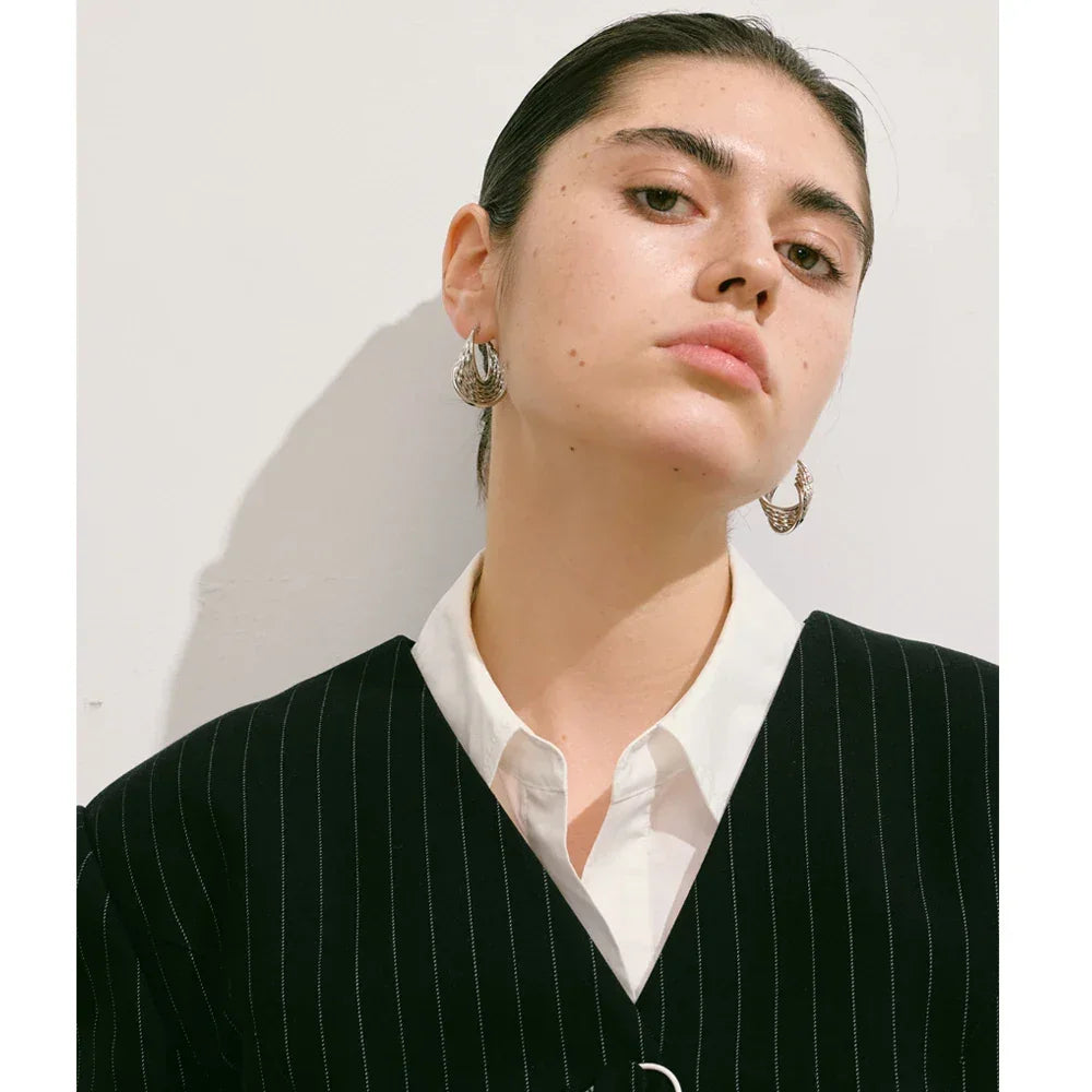 Twisted Hollow Gold Hoop Earrings