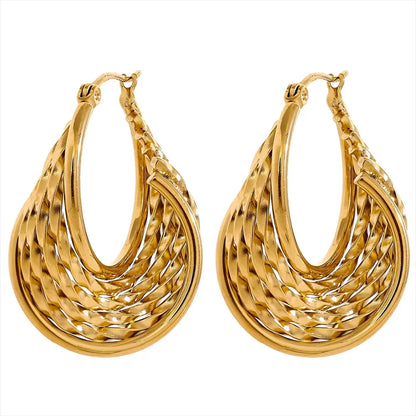 Twisted Hollow Gold Hoop Earrings