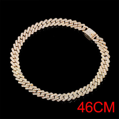 15mm Cuban Link Chain Necklace – Fashion Hip Hop Bling Iced Out Rhinestone Rapper Collar for Women & Men