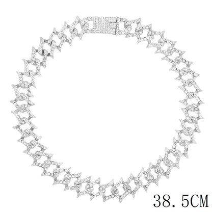 15mm Cuban Link Chain Necklace – Fashion Hip Hop Bling Iced Out Rhinestone Rapper Collar for Women & Men