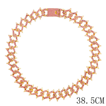 15mm Cuban Link Chain Necklace – Fashion Hip Hop Bling Iced Out Rhinestone Rapper Collar for Women & Men