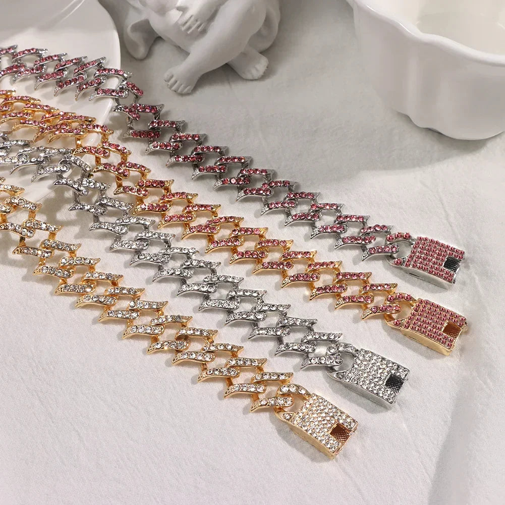 15mm Cuban Link Chain Necklace – Fashion Hip Hop Bling Iced Out Rhinestone Rapper Collar for Women & Men