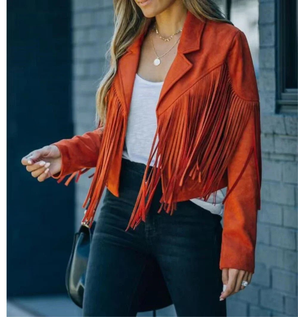 Vintage Suede Fringe Jacket Women
