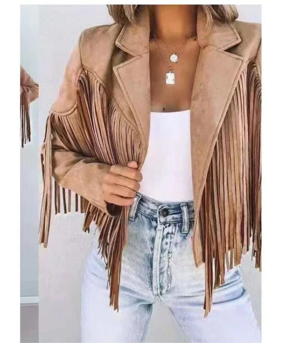 Vintage Suede Fringe Jacket Women
