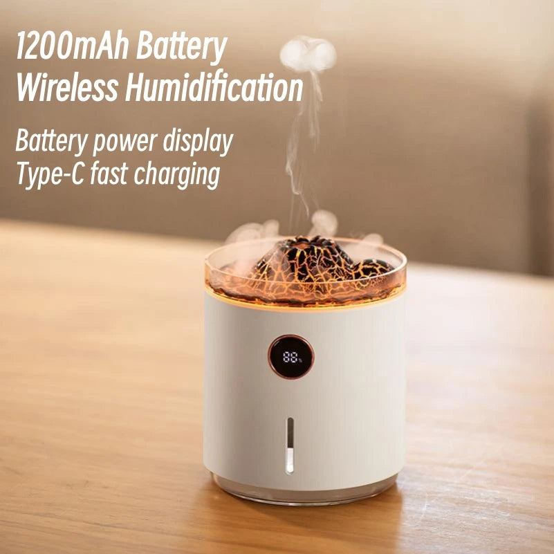 Volcano Flame Aroma Diffuser – 350ML Ultrasonic USB Humidifier