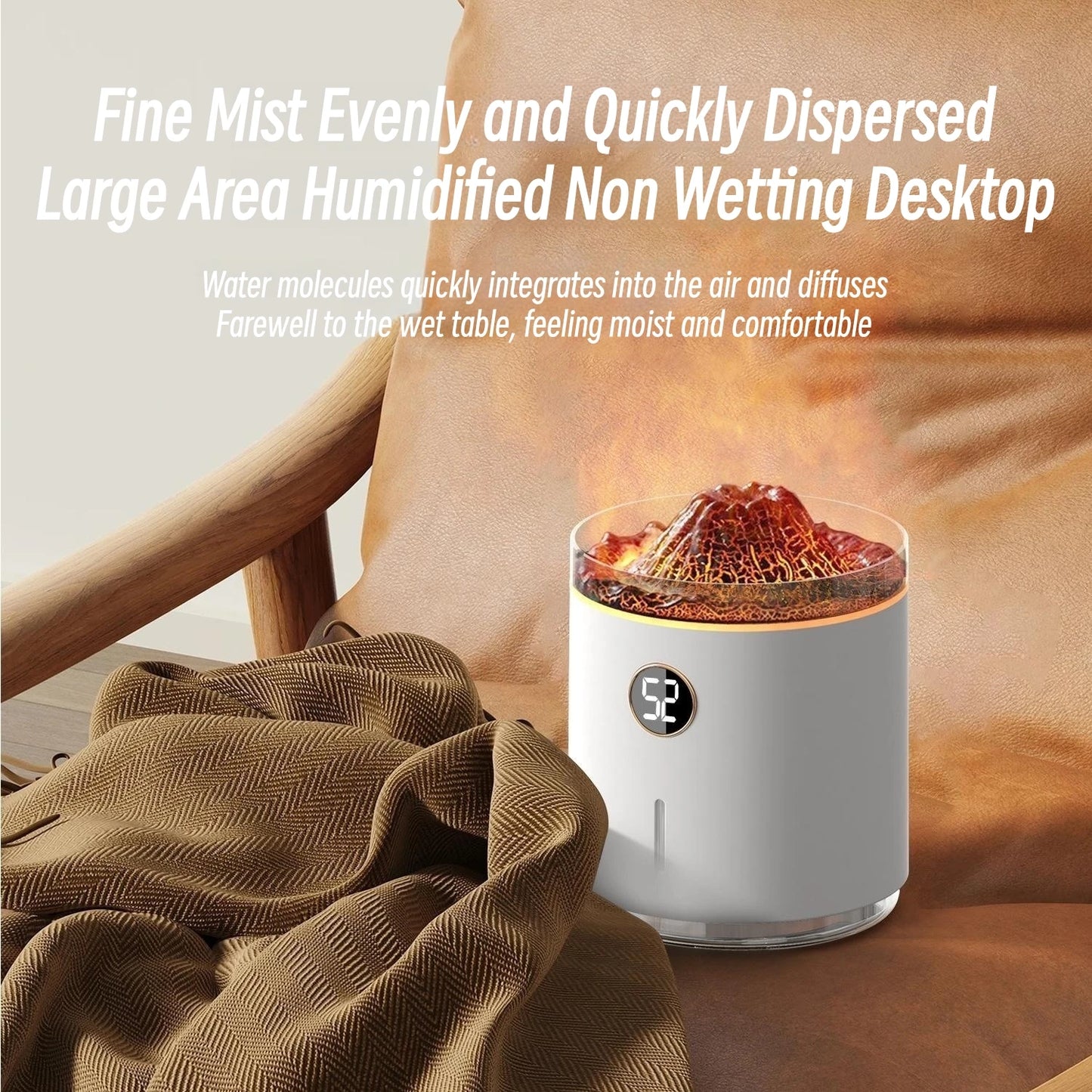 Volcano Flame Aroma Diffuser – 350ML Ultrasonic USB Humidifier