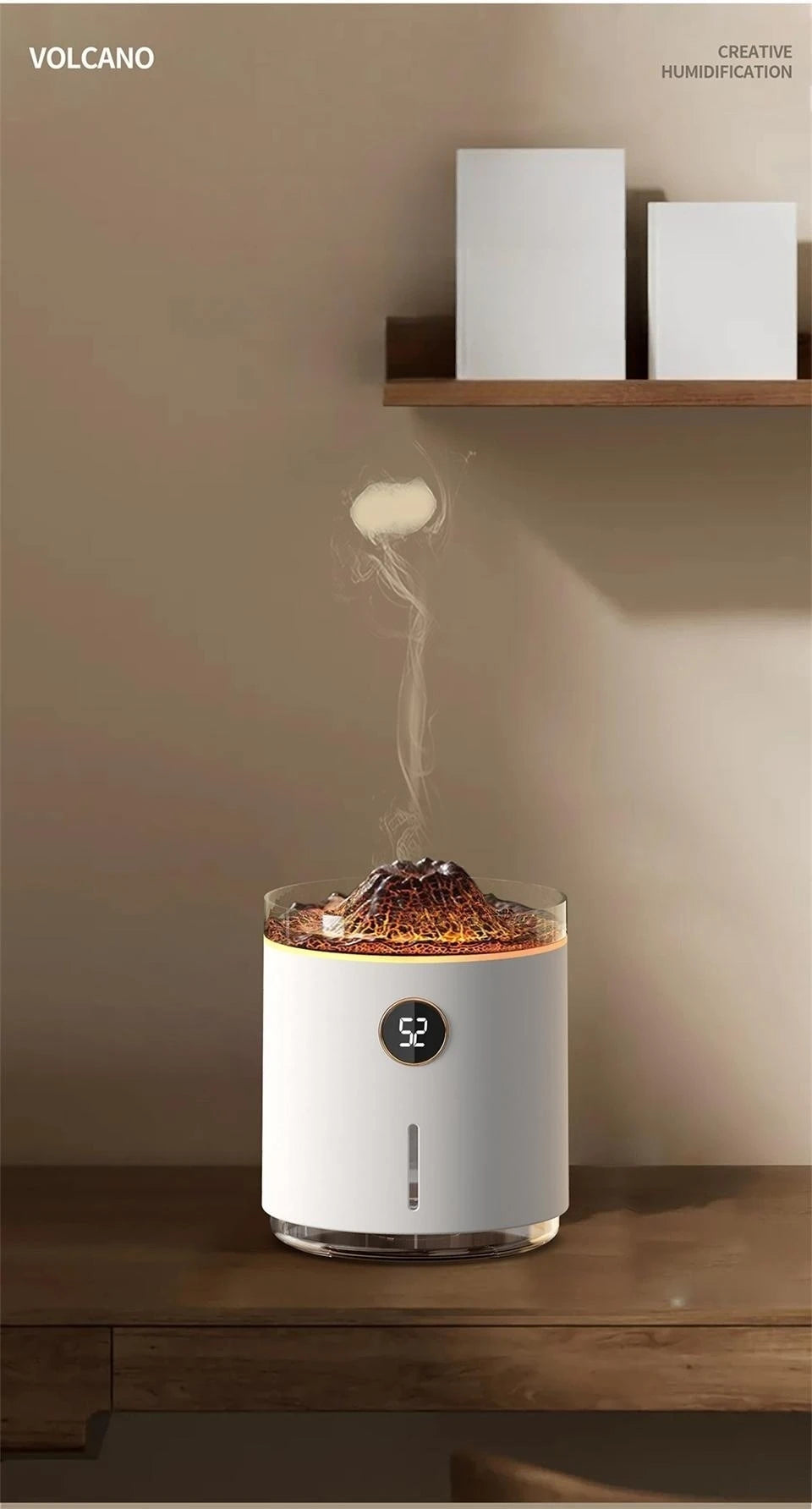 Volcano Flame Aroma Diffuser – 350ML Ultrasonic USB Humidifier