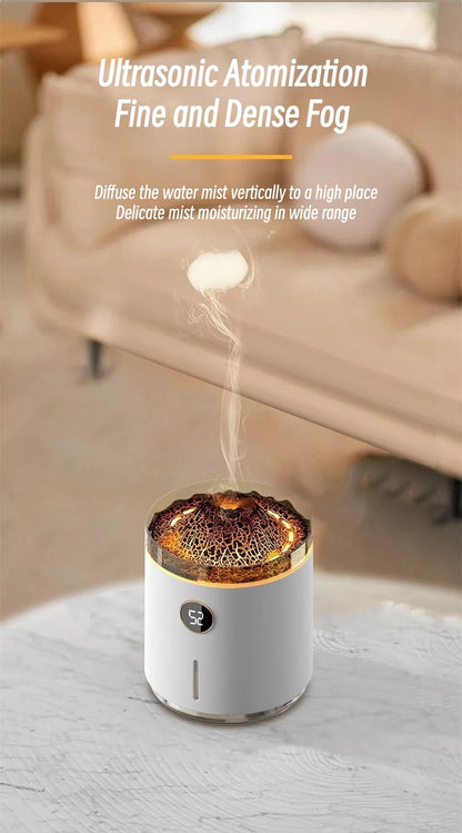 Volcano Flame Aroma Diffuser – 350ML Ultrasonic USB Humidifier